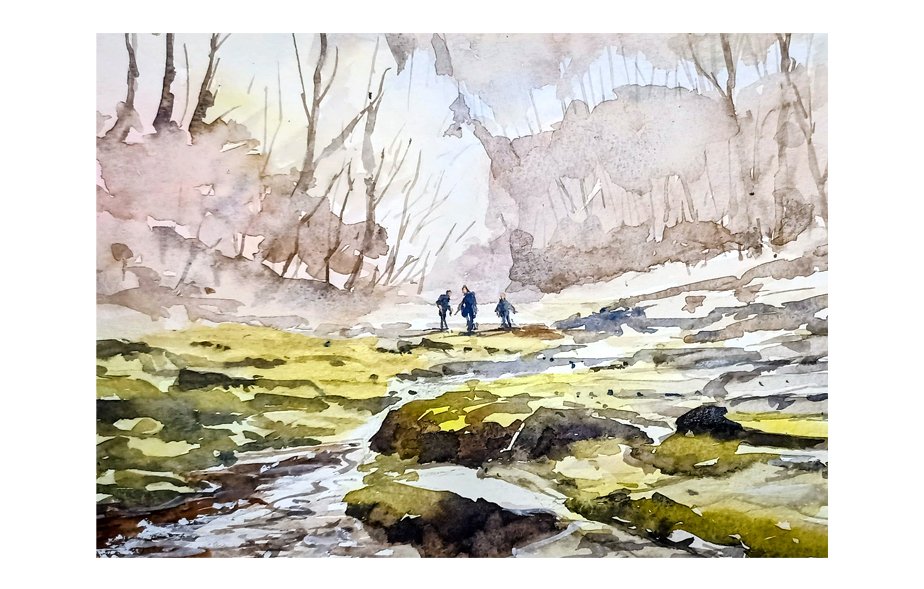 Near Bolton Abbey watercolour painting by Steve Fairhurst