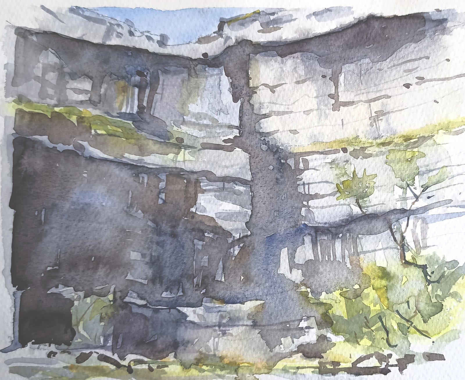 Foot of Malham Cove watercolour painting by Steve Fairhurst