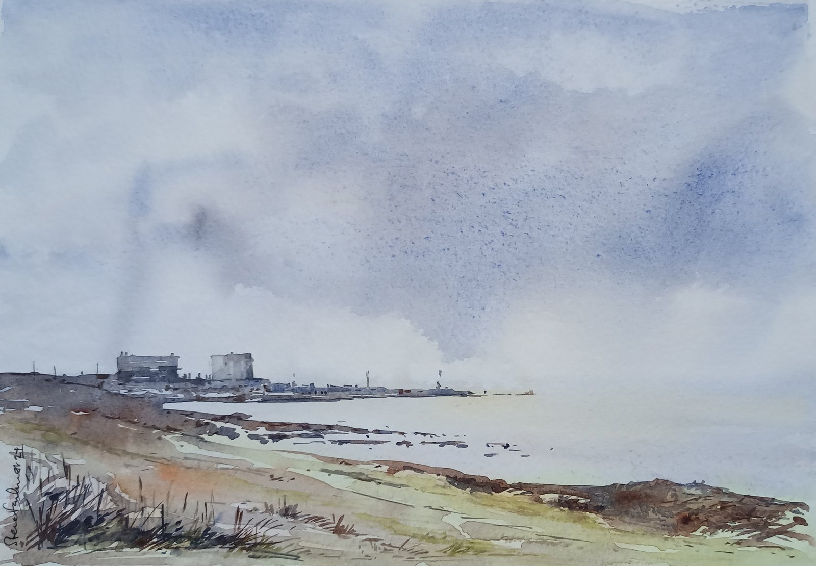 Heysham Power watercolour painting by Steve Fairhurst