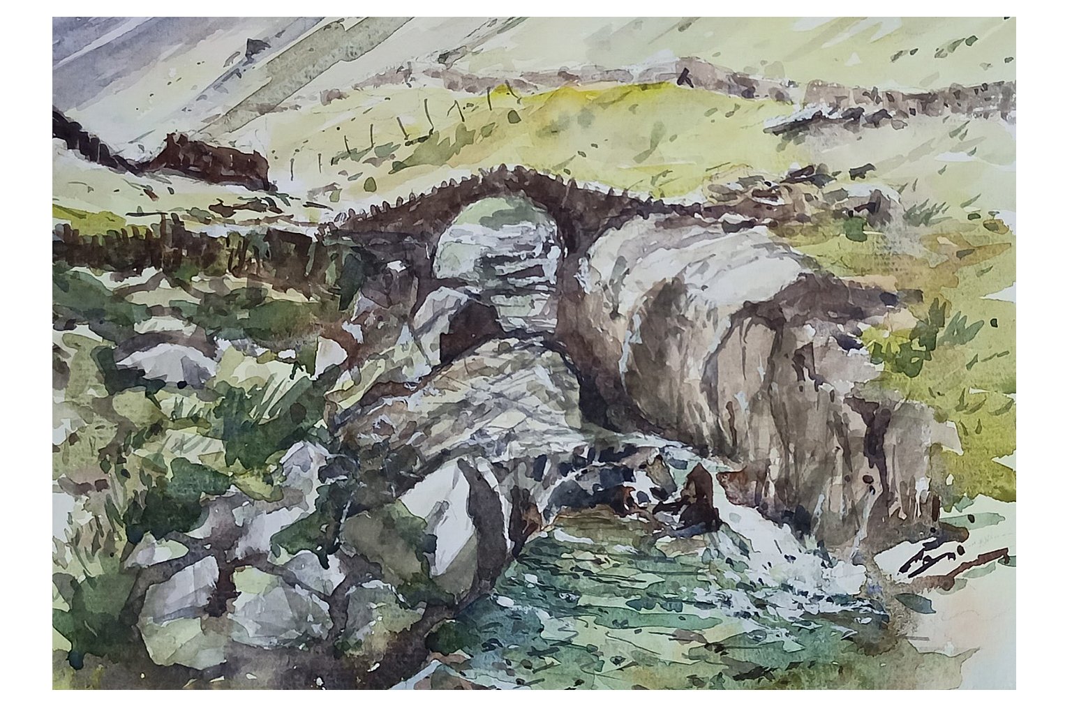 Stockley Beck Bridge watercolour painting by Steve Fairhurst